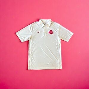 Ohio State Nike Polo – White – Team Issue – Pink Logo